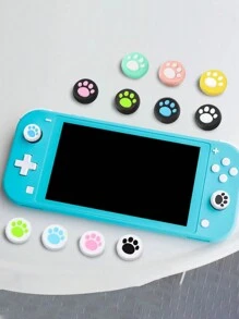 10 Stücke Zufällige Farbe Katzenpfotenförmige Silikon Gamepad Joystick Knopfschutz-abdeckung, Kompatibel Mit Switch Und Switchlite Steuersticks