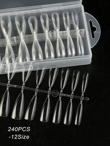240 Piezas/set Consejos De Uñas Transparentes Y Puntiagudos En Caja - transparente - Ver 3