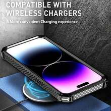 1套紅金鐵甲外框無線充電保護殼，適用於蘋果iPhone 15 14 13 12 11 Pro Max Plus Xr 7/8g - 紅色 - 查看 6