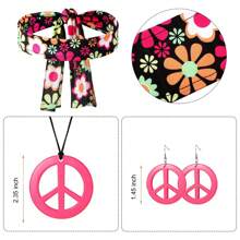 8入組70年代60年代嬉皮士服裝套裝,萬聖節女士disco裙裝配件