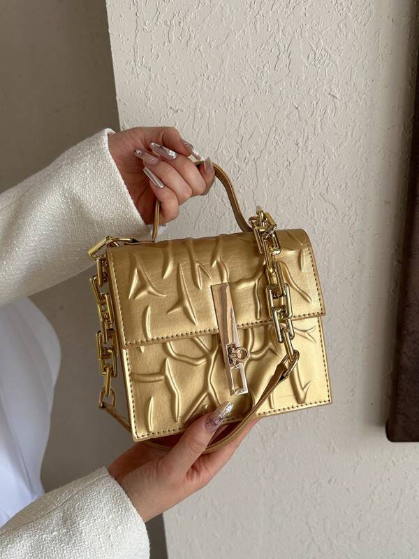 Bolsa De Mão Elegante E Moderna De Cor Sólida Com Padrão De Crocodilo Para Mulheres Com Alça Superior