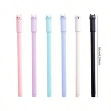 6pcs Cartoon Cute Cat Tail Swing Design Neutral Pen Black Ink Ballpoint Pen - Multicolor - View 5