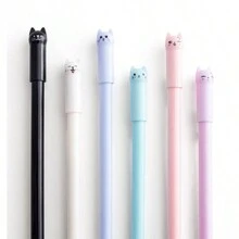 6pcs Cartoon Cute Cat Tail Swing Design Neutral Pen Black Ink Ballpoint Pen - Multicolor - View 2
