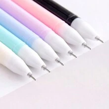 6pcs Cartoon Cute Cat Tail Swing Design Neutral Pen Black Ink Ballpoint Pen - Multicolor - View 3