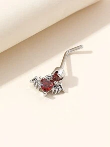 1 Stück 20 G L-förmiger Süßer Fledermaus-nasenstecker Mit Funkelnder Roter Zirkonia-dekoration, Täglicher Nasenschmuck