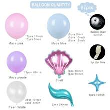 87入組/套美人魚主題生日派對裝飾/乳膠氣球套裝,適用於生日、婚禮、聖誕節、情人節、單身派對、背景牆、拱門派對用品 - 彩色 - 查看 2