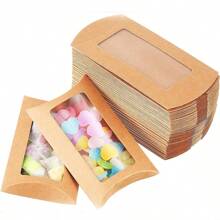 10pcs Clear Paper Gift Box, Pillow Design Candy StorageBox For Party - Khaki - View 1