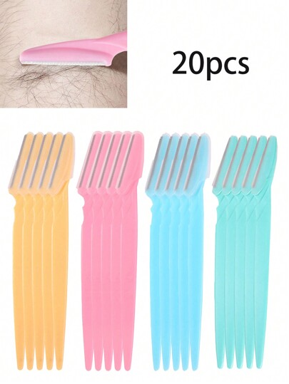 20pcs/Set Multicolor Unisex Stainless Steel Hair Remover With Protective Cover And Shield, Suitable For Novice To Prevent Scratches On Face Or Body,Makeup,Cheap,Room Decor,Vanity,Travel,Bedroom,Makeup Accessories,Eyebrow Razor