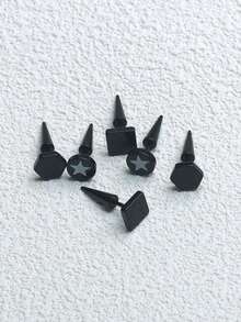 三對簡約幾何圖案男士耳環,diy多功能黑色耳環套裝,日常休閒迷人配飾,情侶耳環,最好的朋友友誼珠寶