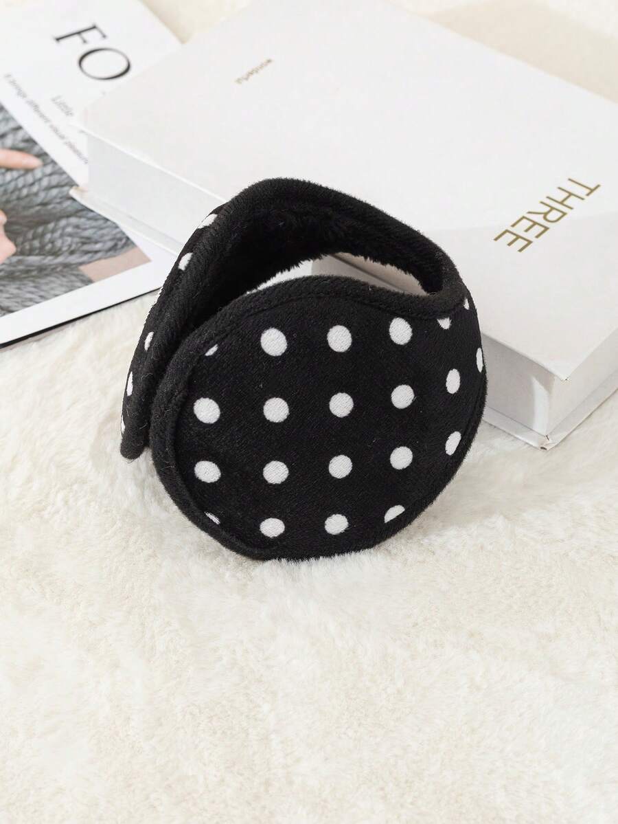 耳罩，新设计，冬季户外保暖耳罩，适合男孩和女孩，大尺寸，波尔卡圆点图案，冬季耳罩，耳罩，适合寒冷天气