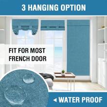 French Door Curtains Linen Textured Privacy French Door Blinds Kitchen Window Curtains Waterproof Room Darkening Curtains For Glass Door Tie Up Shade For Bedroom, 1 Panel - 風暴藍 - 查看 7