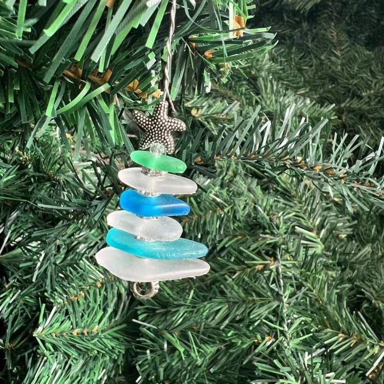 シーグラスアート ミニ立体アート クリスマスツリー フィギュア