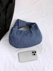 2024時尚簡約褶皺雲手提袋，多用途斜挎袋 - 藍色 - 查看 5