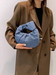 2024時尚簡約褶皺雲手提袋，多用途斜挎袋 - 藍色 - 查看 3