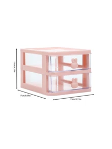 1pc Pink Double Layer Drawer Style Jewelry Storage Box - Pink - View 2