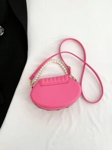 Unique Design Beaded Chain Shoulder Bag, Popular Versatile Crossbody Bag And Handheld Clamshell Bag - Pink - View 5