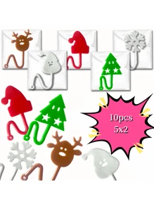 10入組聖誕粘手玩具,聖誕樹、聖誕帽、聖誕老人、雪花、麋鹿、聖誕袜、生日禮物和禮品,壓力緩解玩具