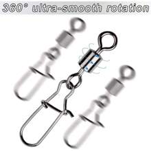 50入組連接器軸承滾動旋轉不鏽鋼扣緊魚鈎誘餌釣魚配件