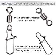 50入組連接器軸承滾動旋轉不鏽鋼扣緊魚鈎誘餌釣魚配件