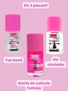 KIT 3 BASICS FANTASY NAILS CUTICLE OIL + PH LEVELING + TRUE BOND - Multicolor - View 4