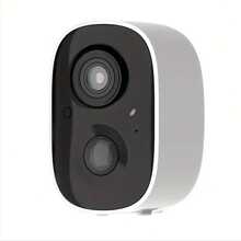 1 Pieza Cámara De Seguridad Wifi Alimentada Con Batería Recargable Con Foco Y Alarma - 1080p Para Seguridad Del Hogar - Uso Al Exterior - Blanco - Ver 3