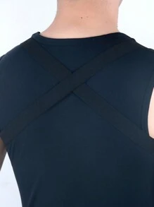 男士彈性鍊條可調節背帶 - 黑色 - 查看 4