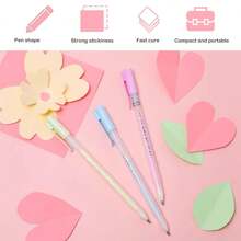 4pcs/Set Dot Glue Pen Set With Refills, Colored Pens, Ideal Supplies For Students' Diy Planner & Study - Blue - View 7