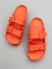 2025 新款女士时尚休闲高弹力 EVA 防滑扣带拖鞋，减震柔软舒适防臭凉鞋