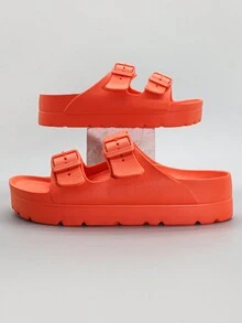 2025 新款女士时尚休闲高弹力 EVA 防滑扣带拖鞋，减震柔软舒适防臭凉鞋