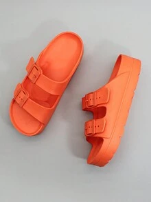 2025 新款女士时尚休闲高弹力 EVA 防滑扣带拖鞋，减震柔软舒适防臭凉鞋