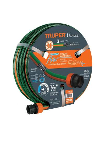 Manguera 1/2'reforzada 3 capas 20 m conexiones plásticas MAN-20X1/2RE 16052