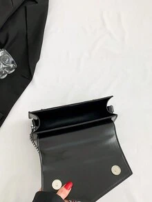 low tea 1pc Crocodile Pattern Women's Crossbody Bag - Black - View 4