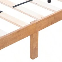King Size Solid Wood Platform Bed, No Box Spring Needed, Strong Wood Slat Support, Easy Assembly - 米色 - 查看 6