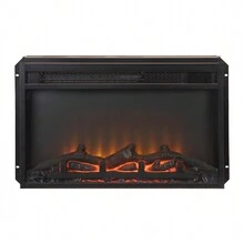 Electric Fireplace, 23 Inches Electric Fireplace Insert, Christmas Fireplace Heater With Overheating Protection, Fire Crackling Sound, Remote Control, 1400W, Black - Black - View 3