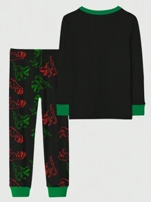Tween Boy Snug Fit Christmas Dinosaur Pajama Set, Home Wear - Multicolor - View 2