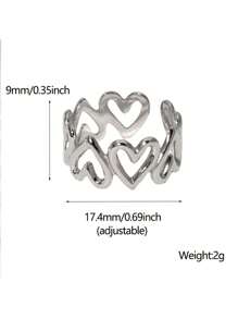 1pc Alla Moda Semplice E Dolce In Acciaio Inossidabile Che Non Scolorisce Scava Fuori L'anello Apri Cuore Amore Per La Festa Delle Donne E L'uso Quotidiano