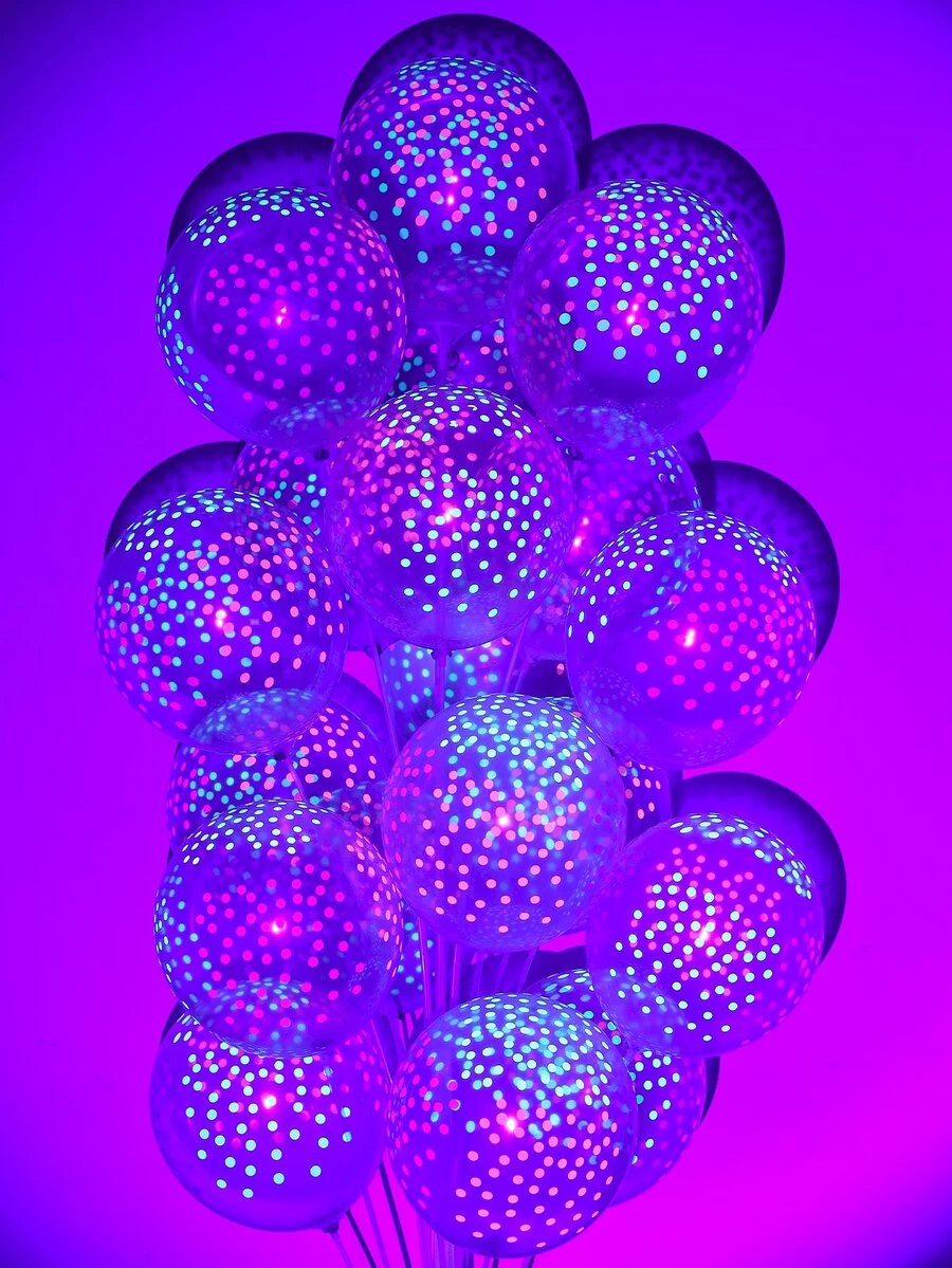 100pcs 12-inch Thickened Multi Sided Fluorescent Dots & Polka Dots Balloons For Party Birthday Decoration, Children Toys Or Ground Balloons - Multicolor - View 1