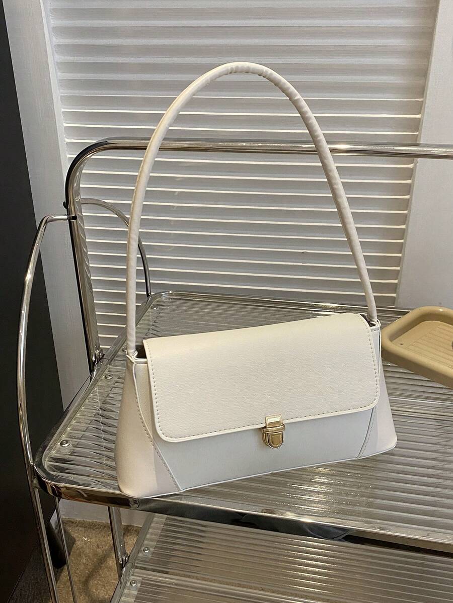 Retro Đồ trang trí khóa Cái túi , Của phụ nữ Hợp thời Vai Đập nhẹ Cái túi , Tay Dây kéo Ví Cho công việc - trắng - Xem 1