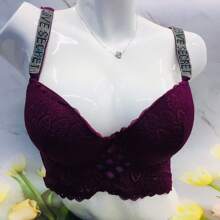 Bonito y sexy Brasier para mujer con encaje, brillos y tirantes ajustables. - Multicolor - Ver 9