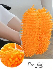 2 Piezas/set Cubiertas De Zapatos Removibles Con Paño De Limpieza De Piso, Mopa Mixta Y Multifuncional Que Se Puede Lavar - Marrón - Ver 3