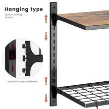 Pot Rack Wall Mounted,Pot Hanger,Wall Rack for Pots and Pans,Adjustable Wall Mount Pot Rack,Wall Pot Rack is a Combination of Wood and Iron,Measures 28.7 x 10 x 16 Inches.(With 12 S-hooks) - Brown - View 6