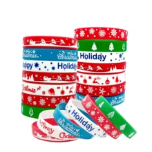 6pcs Christmas Themed Silicone Bracelet For Holiday Party, Santa Claus Design - Multicolor - View 2
