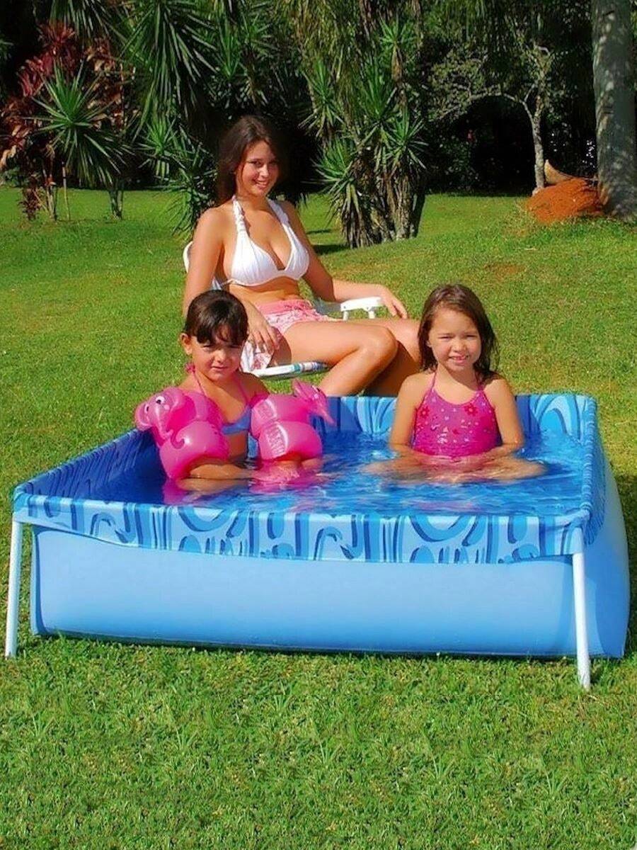 Piscina MOR 400 litros quadrada de montar - Azul - Visão 1