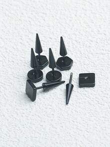 三對簡約幾何圖案男士耳環,diy多功能黑色耳環套裝,日常休閒迷人配飾,情侶耳環,最好的朋友友誼珠寶