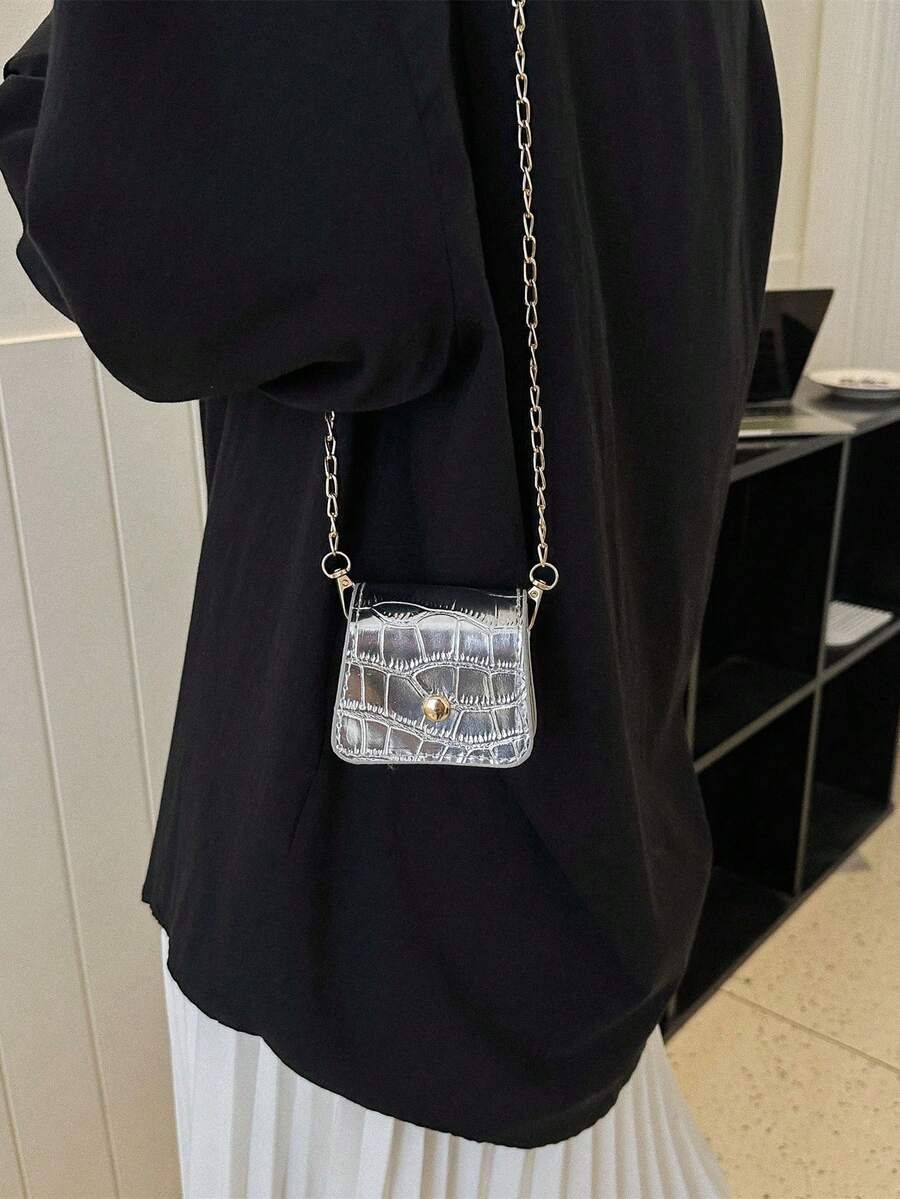 百搭简约设计纯色迷你女士斜挎包翻盖小中号新款时尚单肩包