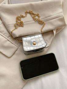 百搭简约设计纯色迷你女士斜挎包翻盖小中号新款时尚单肩包