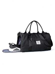 兒童過夜巨型手提袋運動體育頂級行李袋(男女適用),便攜式防水手推車包大容量週末包,設有鞋格,符合學校和隨身攜帶尺寸,旅行、远足等使用。 全新低年级短暂旅行手提袋。 - 黑色 - 查看 2