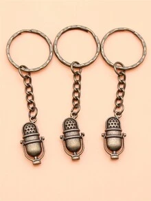 3 件音樂鑰匙扣音符高音吊墜鑰匙扣吉他鑰匙扣麥克風鑰匙扣 - 銅色 - 查看 2