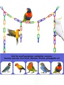 100pcs/Pack Colorful Plastic Parrot Hanging Chain Bird Toy, Pet Bite Toy, Diy Material Swing Ladder - Multicolor - View 4