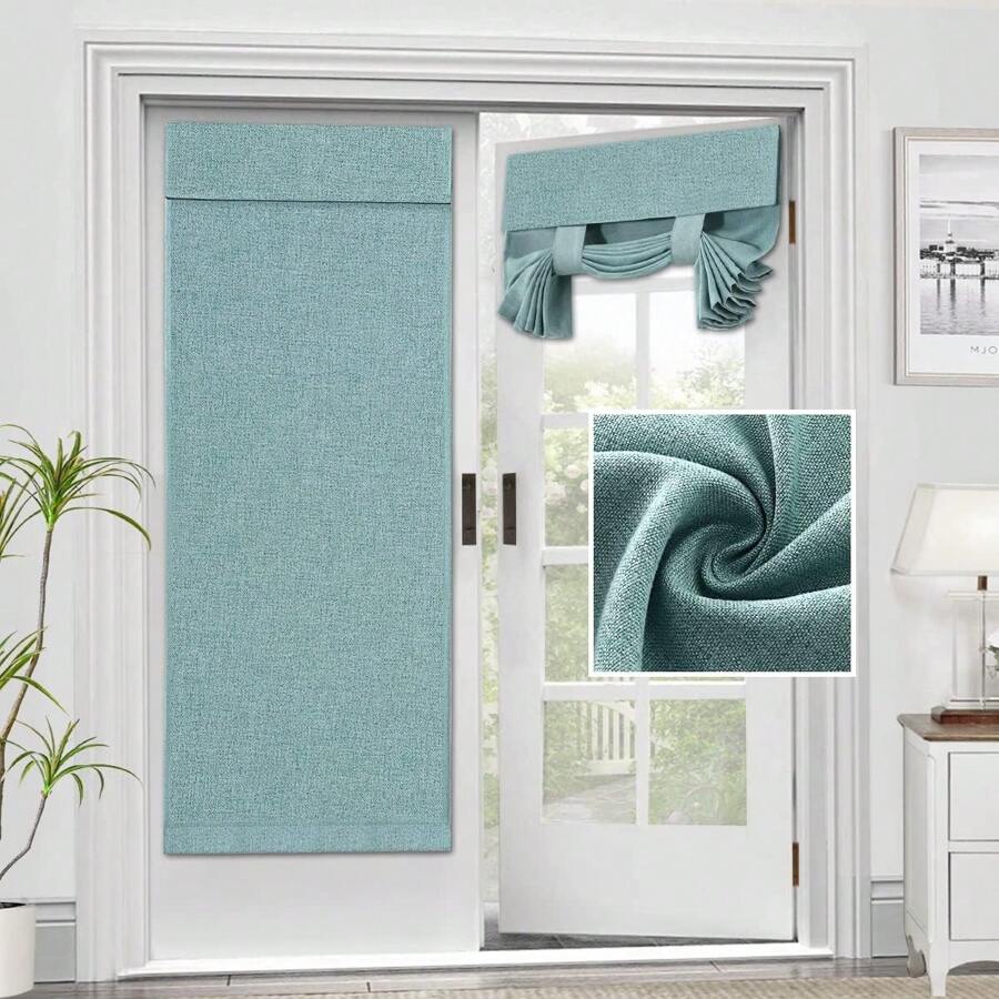 French Door Curtains Linen Textured Privacy French Door Blinds Kitchen Window Curtains Waterproof Room Darkening Curtains For Glass Door Tie Up Shade For Bedroom, 1 Panel - 阿誇 - 查看 1